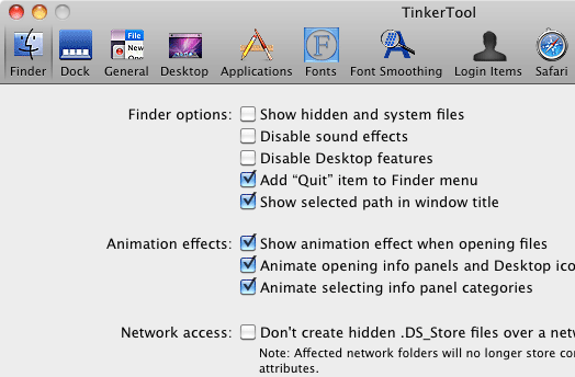 Giao diện chính của công cụ TinkerTool