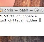 Nhập lệnh command "chflags hidden " trên cửa sổ Terminal