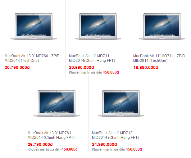 Những dòng sản phẩm Macbook Air giá dưới 30 triệu